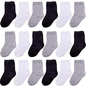 Duufin 18 Paires Chaussettes Bébé Enfant 3 Couleurs Chaussettes pour Garçon et Fille