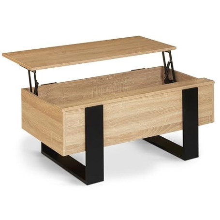 IDMarket - Table Basse Plateau relevable rectangulaire Phoenix Bois et Noir