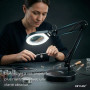 Beyamz - Lampe Loupe avec Socle et Pince, Loupe Éclairée 105 mm 5X, Lumière Dimmable (5 Couleurs, 10 Niveaux, 790 LM), Bras Pivo