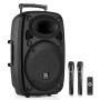 Vonyx Verve38 Enceinte Sono Portable 800W, Enceinte Bluetooth Puissante, 2 Micros sans Fil UHF, Poignées et roulettes de Transpo