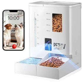 Distributeur Croquettes Chat Automatique avec Caméra, 2K HD Vision Nocturne, WiFi 2.4G/5G Contrôle App, Enregistrement Vocal Ant