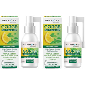 GRANIONS SPRAY GORGE |Toux et Mal de Gorge - Sans Alcool - Triple action apaisante, hydratante et protectrice - Dispositif médic