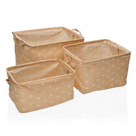 Jeu de Caisses de Rangement Empilables Versa rect stars Beige Polyester Fusion 3 53,99 €