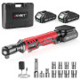 Avhrit Clé à cliquet sans fil 3/8",Max 120Nm, Cliquet Électrique avec LED, 2x 2.0Ah Batteries, Coffret de 11 Douilles——Idéal pou