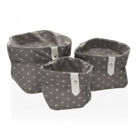 Jeu de Caisses de Rangement Empilables Versa Stars Grey Polyester Textile Fusion 20,99 €