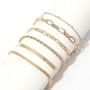 Sunderfect Ensemble de Bracelets Femme en Acier Inoxydable - Bijoux Or Étanche - Style Cuban Paper Clip