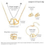 Bcenoilua Ensemble de Bijoux Femme Zircon Cubique Acier Inoxydable Plaqué Or 18K Argent Coeur Pendentif Boucles d'oreilles Brace