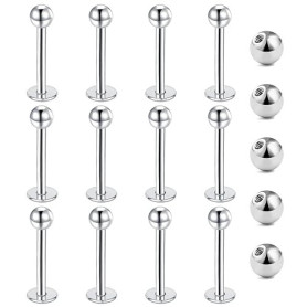 Gojewen 12Pcs 16G Lèvres Piercing 6/8/10Mm Boucles D'Oreilles Acier Inoxydable Labret Argent Or Noir Helix Medusa Tragus