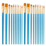 CNMTCCO Lot de 20 pinceaux de Peinture en Nylon pour Peinture Acrylique, Huile, Aquarelle, Gouache, Peinture faciale pour Enfant