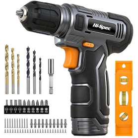 Hi-Spec Perceuse-Visseuse Sans Fil 8V avec Kit 75 pcs, Recharge USB, Batterie 1500mAh, Couple 10Nm, Vitesse 800 tr/min, LED, Lég