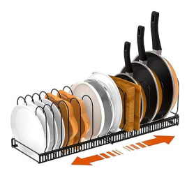 Haoruifu Rangement Poêles et Casseroles avec 10 Compartiments Réglables, Rangement Couvercle Casserole de Cuisine, rangement/Por