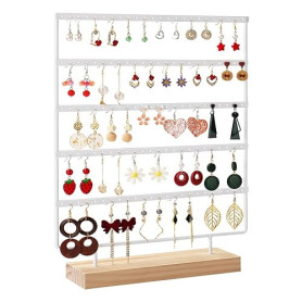 RUINENGDA RUIBEIKE Porte-Boucles d'Oreilles 120 Emplacements – Support en Bois et Métal Peint (Noir/Blanc) – 5 Niveaux pour Bijo