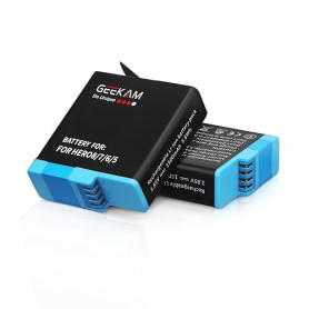 GEEKAM Lot de 2 batteries rechargeables compatibles avec GoPro Hero 5, 6, 7, 8