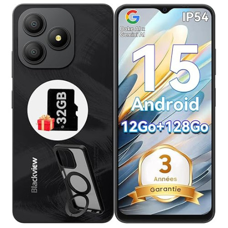 Blackview Wave 9C Telephone Portable Pas Cher 4G, 6.56'' HD+ Smartphone Pas Cher, Téléphone Portable 12Go+128Go/2To TF, Android