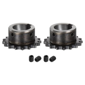 QUARKZMAN 2Pcs Pignon de Chaîne à Rouleaux ISO/DIN 06B-1 Type B, Alésage de 25mm, Pas de 3/8", en Acier A3, Simple Brin, Denture