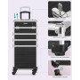 SONGMICS Valise de Maquillage Professionnel 4-en-1, Mallette Cosmétique, XXL, 34 x 24 x 79,3 cm, Verrouillable, roulettes à 360°