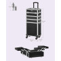 SONGMICS Valise de Maquillage Professionnel 4-en-1, Mallette Cosmétique, XXL, 34 x 24 x 79,3 cm, Verrouillable, roulettes à 360°