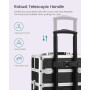 SONGMICS Valise de Maquillage Professionnel 4-en-1, Mallette Cosmétique, XXL, 34 x 24 x 79,3 cm, Verrouillable, roulettes à 360°