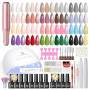 PEACECOLOR 38PCS Kit Vernis Semi Permanent Complet avec lampe UV Ponceuse pour Ongles, 22 Couleurs Vernis à Ongles avec Base Coa