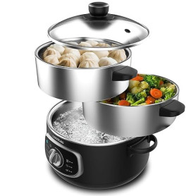 Cecotec Cuiseur à Vapeur électrique Vapovita 3000 INOX, 3 paniers indépendants, Bol de Cuisson du Riz, Supports de Cuisson des œ