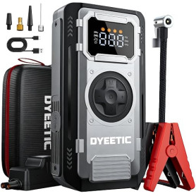 Booster Batterie Voiture avec Compresseur à Air, 6000A 150PSI/10.3Bar Gonfleur Pneus Démarreur Batterie Voiture (Tout Gaz / 10L