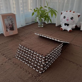 12 pièces de tapis en mousse en peluche emboîtables, 30 x 30 cm pour salon-chambre, carreaux de sol en mousse à assembler pour l