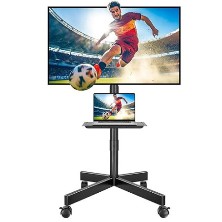 BONTEC Support TV Roulettes Support Tele Mobile pour Téléviseurs Plasma/LCD/LED de 23 à 60 Pouces avec Étagère, Support TV sur P