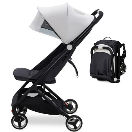 IDEALHOUSE Poussette ultra-compacte pour bébé – Légère et pliable à une main – Dossier inclinable 95-150°, harnais 5 points, rou