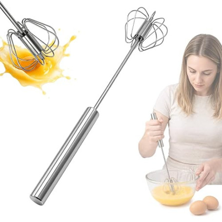 DKLUOLAN Batidor Manual semiautomático de Acero inoxidable, Petit Fouet Cuisine Semi-Automatique en Acier Inoxydable, Batteur Ma