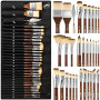 Nicpro Lot de 30 pinceaux professionnels pinceaux pour peinture acrylique, huile, aquarelle, gouache fournitures artistiques