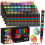 Efimeso 120 Couleurs de Feutre Acrylique Set de Marqueurs, Feutres Coloriage Adulte,Acrylic Marker à base d'eau pour Roche, Tiss