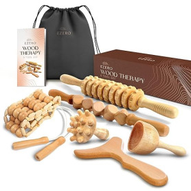 Ezero Maderotherapie Kit Complet Cellulite 6 Pièces - Kit Maderotherapie Complet - Palper Rouler Anti Cellulite, Rouleau Massage