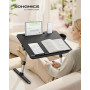 SONGMICS Table de Lit, Bureau Pliable, Plateau 56 x 40 cm, Inclinaison Continue à 120°, Hauteur Réglable, Porte-Gobelet, Support