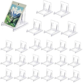 XSEXO 24 PCS Support de Présentation Réglable Transparent Supports de Plaque Affichage en Plastique Chevalets Transparents Prése