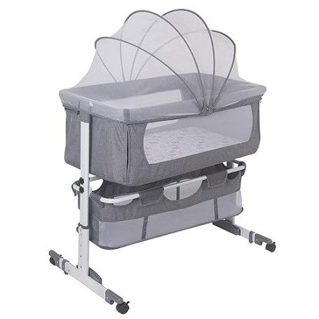 YIMING 3 in 1 Berceau Cododo avec Matelas et Moustiquaire, Hauteur en Réglable, Lit Bébé Cododo pour Les Bébés de 1 à 36 Mois, C