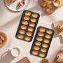 Lot de 2 moules à madeleines - Revêtement antiadhésif pour un démoulage facile - Avec pinceau à huile en silicone - Pour four, p
