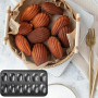 Lot de 2 moules à madeleines - Revêtement antiadhésif pour un démoulage facile - Avec pinceau à huile en silicone - Pour four, p