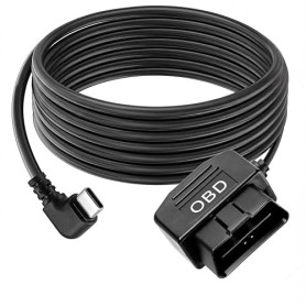 JCSJK 3.5m Câble D'alimentation OBD pour Dashcam, 12-24V à 5V3A Type C OBD Caméra Embarquée Câble avec Bouton, 24 Heures Surveil