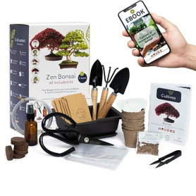 CULTIVEA® Kit Bonsaï Premium Prêt à Pousser - Jardinez et décorez - Entretien de vos bonsaïs et plantes naturel - Fil, Outils, C