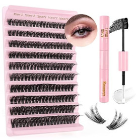 Sixstarhair Faux Cils Individuel avec Lash Bond and Remover Kit Extension Cils 60D Faux Cils Bouquet Volume Russe DIY Extensions
