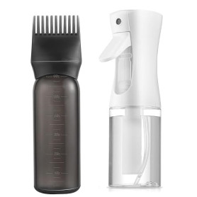 Funngy Applicateur Huile Cheveux,2 PCS Vaporisateur D'Eau et Flacon Applicateur Huile Cheveux Flacon Vide Rechargeable avec Grad