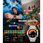 Montre Connectée Homme 1000mAh/IP68 Étanche/LED Lampe, 1.53" AMOLED Militaire Smartwatch Homme avec Appel Bluetooth, 123 Modes S