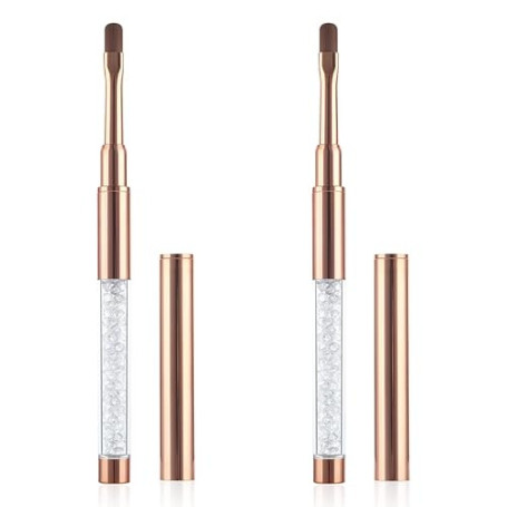 Piriuuo 2 pinceaux gel brosse avec couvercle accessoires ongles poignée diamant