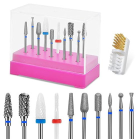 CGBE 10 Pièces Embout Ponceuse : 3/32 Pouces Embout Ponceuse Ongles Depose - Professionnels Forets à Ongles avec Boîte de Rangem