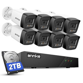ANNKE 3K 8CH PoE Kit Caméra de Surveillance Extérieure, Kit Vidéo Surveillance avec 2To 4K NVR et 8 X 3K Caméra IP PoE avec Audi