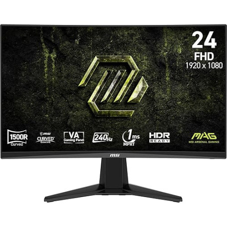 MSI MAG 245C X24 Écran Gaming incurvé 23,6'' FHD, Dalle VA 1920 x 1080, 240Hz, 1ms, HDR Ready, AMD FreeSync Premium, HDMI 2.0b,