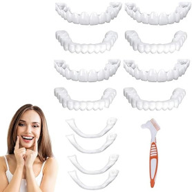 BIVYAX 3 Paires Facette Dentaire Cosmétique, Dentier Provisoire Haut et Bas Blanchiment, Facettes Dentaires Clipsable pour Couvr