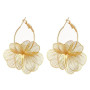 Boucles d'oreilles Or pour Femmes, Boucle d'oreille Fleur Or, Boucle d'oreille Pendantes Fleur, Grandes Boucles d'oreilles Décla
