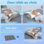 HOMCA Oreiller Ergonomique Cervical à Mémoire de Forme, Gris, 60x40x12/14cm | 2 en 1 Oreiller pour la Nuque, Coussin pour Dormir