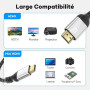 Kryoza Câble Mini HDMI vers HDMI 2.1, 2M 8K@60Hz 4K@120Hz, Câble HDMI Mâle vers Mini HDMI Mâle Bidirectionnel,eARC,3D, Dolby Vis